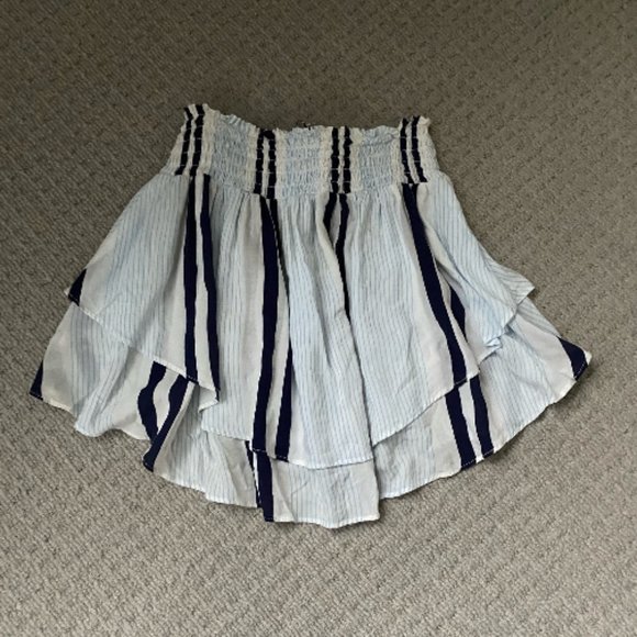 Surf Gypsy Stripe Ruffle Hem Skirt Swim Cover - Up in Blue - Picture 3 of 4
